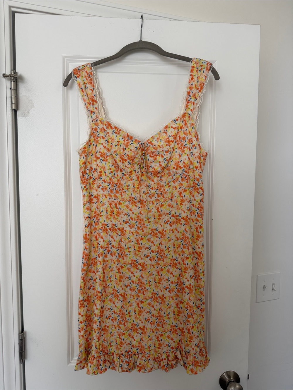 Astr Yellow & Orange Floral Tie-Front Mini Dress NWOT